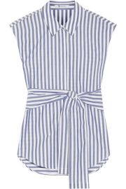 T BY ALEXANDER WANG Tie-front striped cotton-poplin shirt at Net A Porter